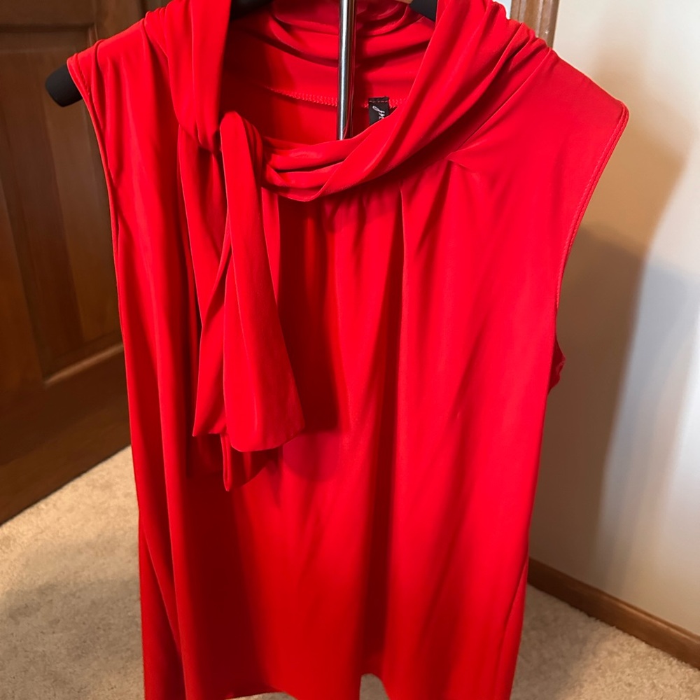Vibrant Red Sleeveless Blouse